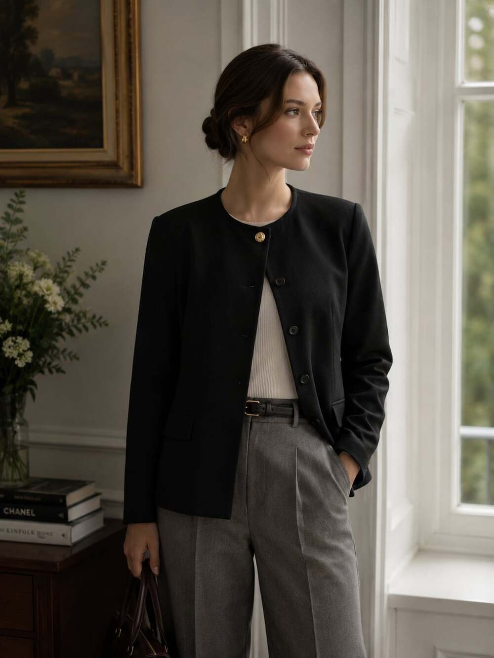 Vintage Talbots Black Wool Blazer Jacket Gold Button Career Quiet Luxury 10 USA